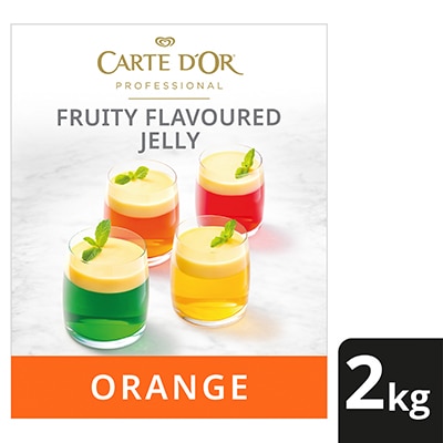 CARTE D'OR Orange Jelly - 2 Kg - Carte D’Or Jelly is quick to make, comes in a variety of colourful fruity flavours and sets every time.*
*Follow on pack recipe